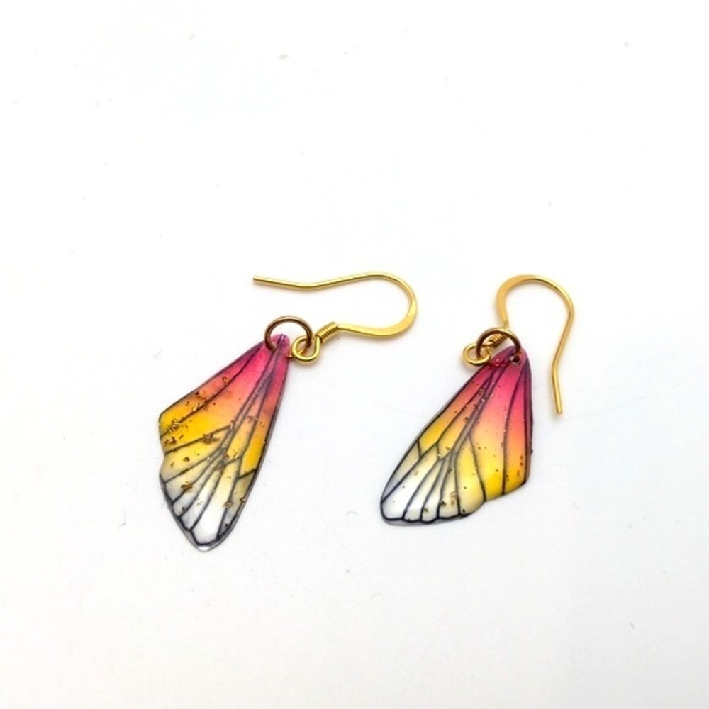 Dainty Red Fairytale Wing Earrings - Picture 4 of 7